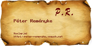 Péter Reményke névjegykártya